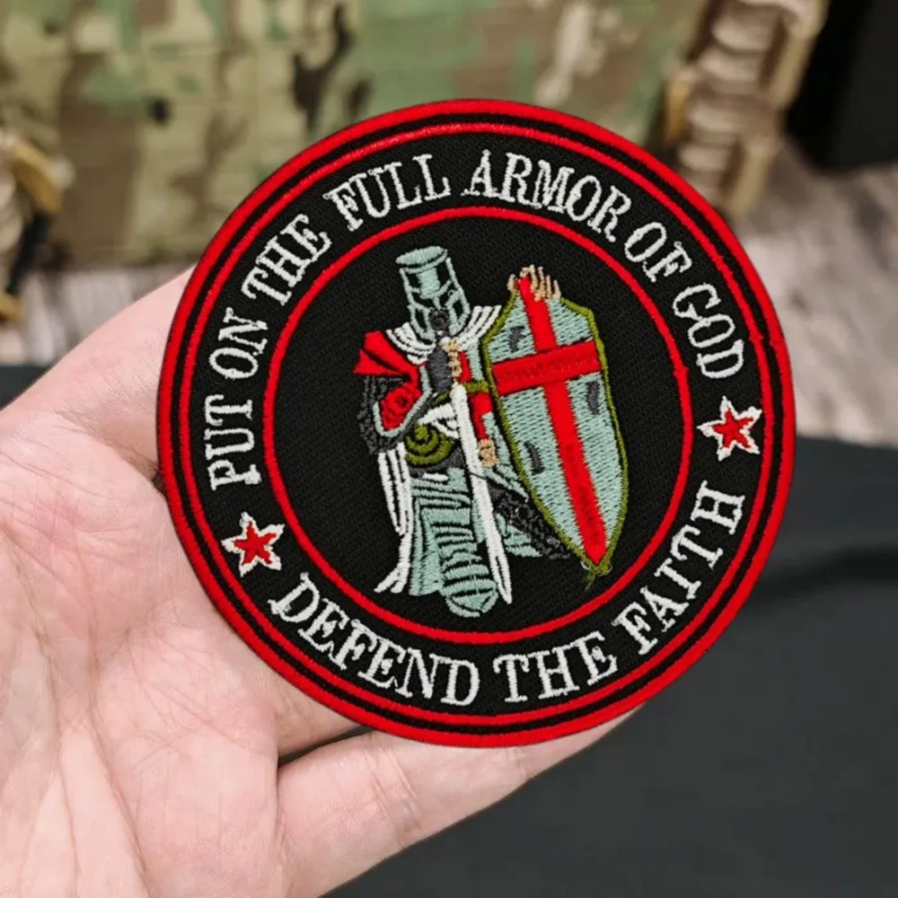 PUT ONTJE ARMOR COMPLETO DE DIOS DEFENDER EL FED Moral parche bordado insignia táctica militar brazalete gancho y bucle mochila pegatinas - imagen 2