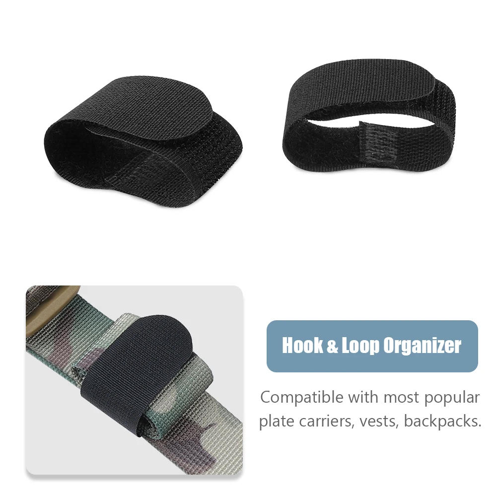 KRYDEX 2 correas de gestión de cables con gancho y bucle para portador de placa, chaleco, mochila, aparejo de pecho, organizador de cables de antena - imagen 3