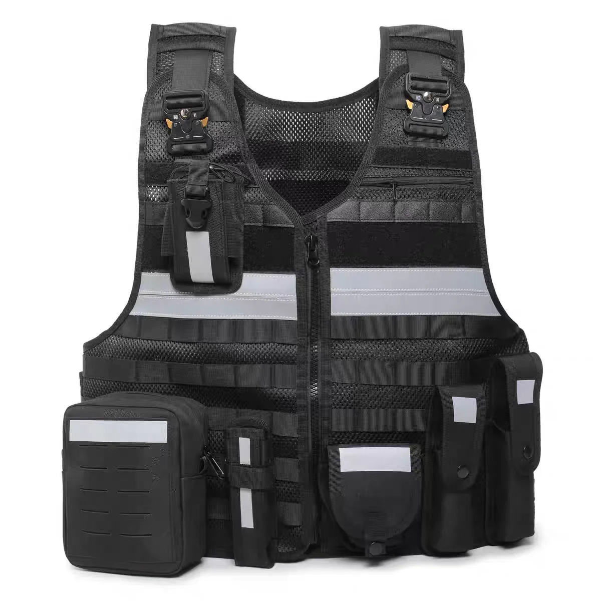 Chaleco táctico al aire libre interior amarillo transpirable cómodo reflectante chaleco NEGRO de liberación rápida - imagen 2