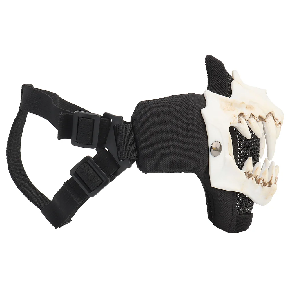 Mascarilla táctica de malla de acero de media cara, Máscara protectora de doble capa para colmillos de Halloween, CS Wargame cubrebocas, Paintball, caza y ciclismo - imagen 4