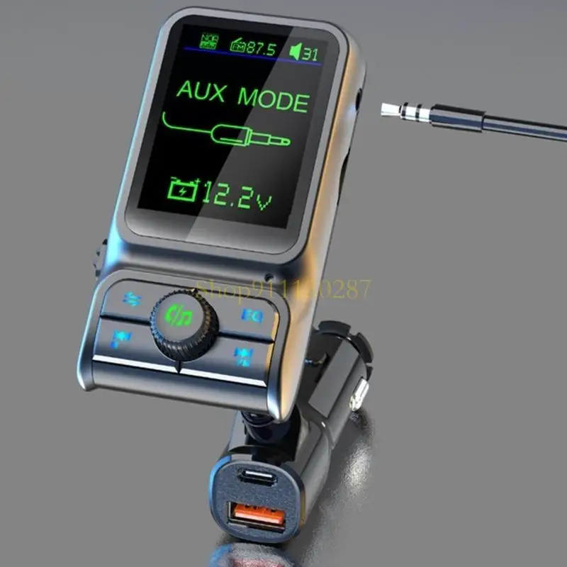 Transmisor FM para coche, adaptador de Radio de sonido EQ inalámbrico, pantalla a Color de 1,8 "para llamadas manos libres con carga rápida PD20W/QC3.0 - imagen 2