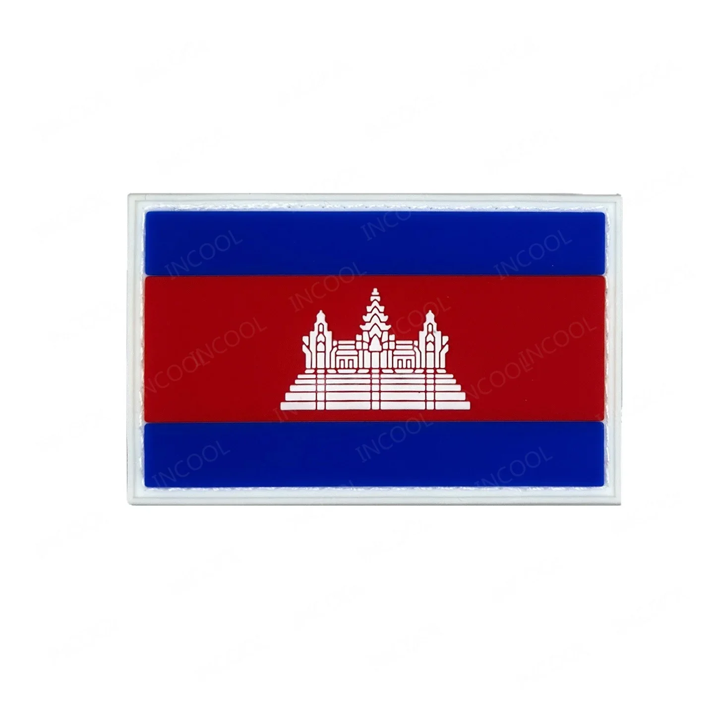Parches de goma de PVC para bandera de Camboya, apliques bordados camboyanos, tira para brazalete, gancho para hombro, insignias decorativas para gorra de bolso