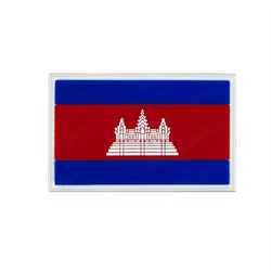 Parches de goma de PVC para bandera de Camboya, apliques bordados camboyanos, tira para brazalete, gancho para hombro, insignias decorativas para gorra de bolso