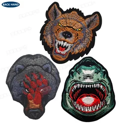 Parche bordado para brazalete de animal: hiena, oso y tiburón