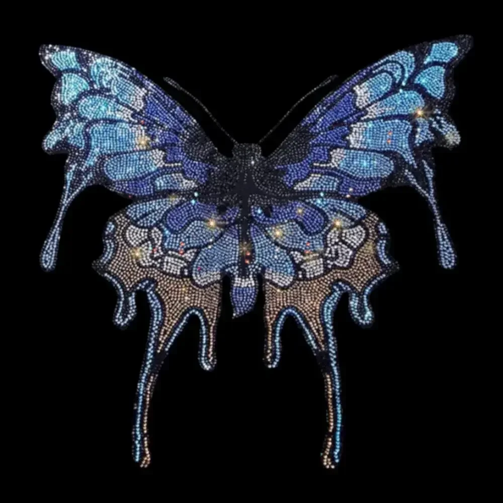 Patrón de mariposa para ropa, diamantes de imitación para el pecho, parche personalizado, transferencia de planchado - imagen 5