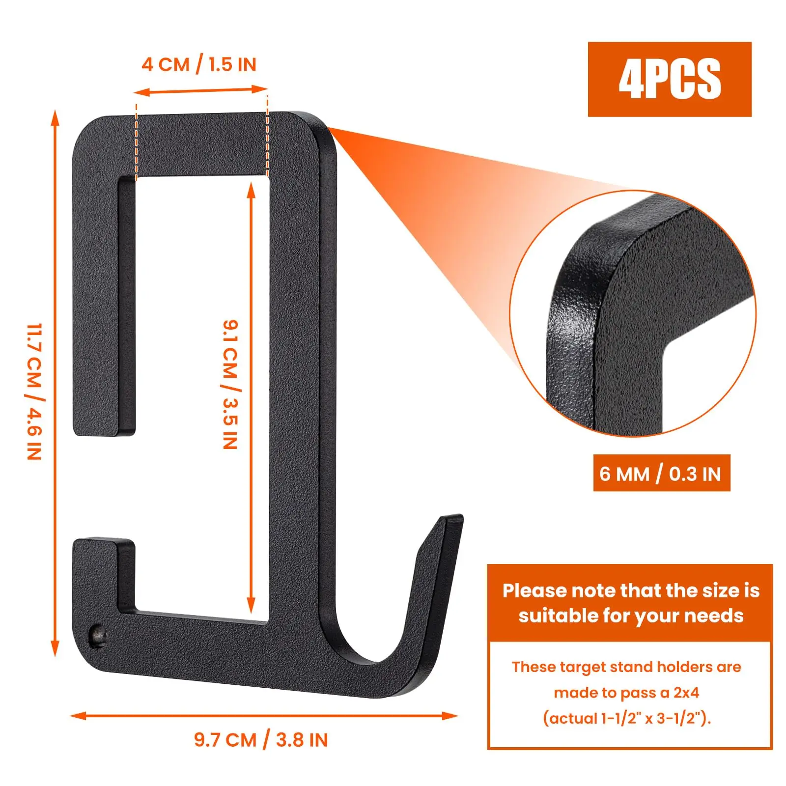 Colgador de objetivo de acero 2x4 para disparar, soportes de soporte de objetivo AR500 resistentes, Kit de soporte de montaje de Clip de gancho de tiro para rango al aire libre - imagen 2