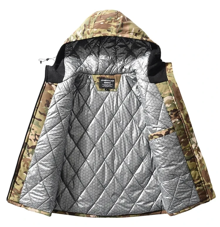 Parkas de invierno para hombre, chaquetas tácticas, chaqueta militar calefactora, abrigos con capucha que mantienen el calor, cortavientos, ropa de camuflaje térmico Multicam - imagen 4