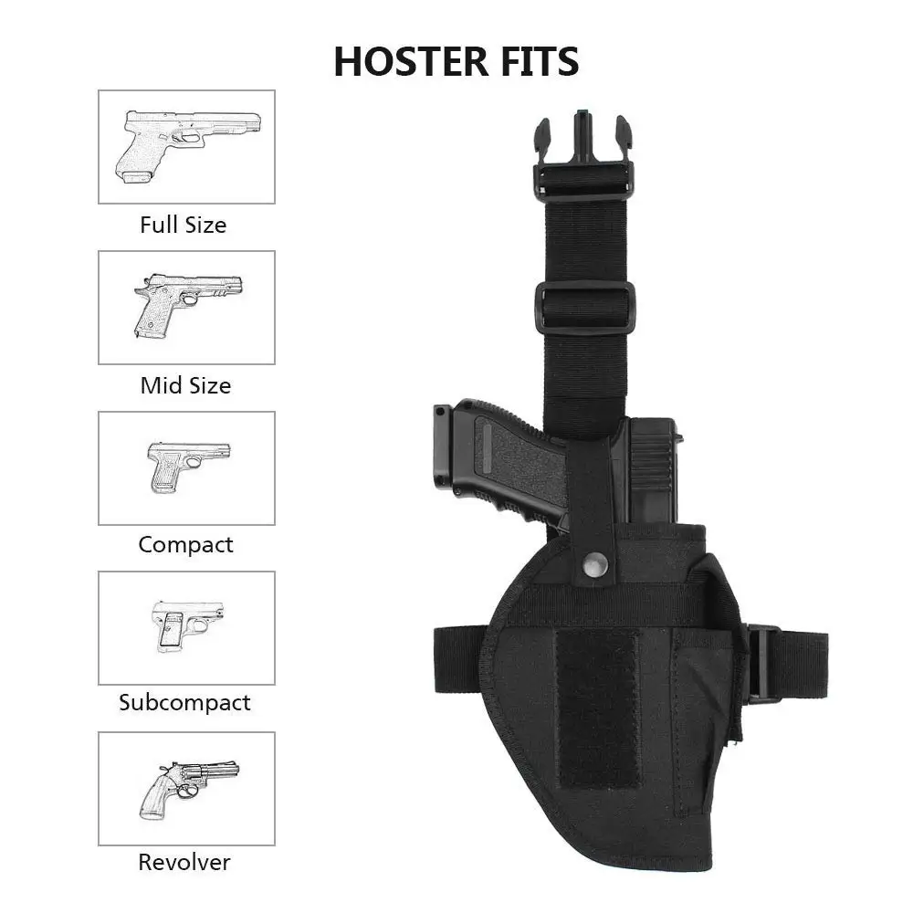 Juego de funda táctica para pierna con cinturón táctico, soporte para pistola, funda militar ajustable para muslo Airsoft, bolsillo de utilidad - imagen 2