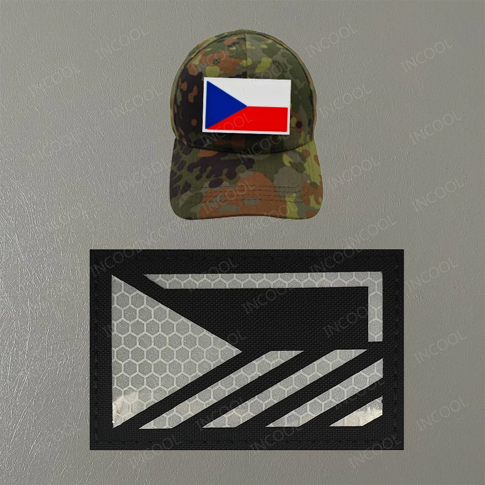 Parche táctico IR bandera checa – Bordado reflectante brazalete