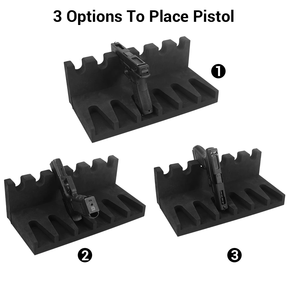Estante para pistola de espuma con 6 ranuras, soporte para pistola, organizador seguro para pistola, soporte de exhibición para pistola, organizador de almacenamiento para pistola Airsoft - imagen 2