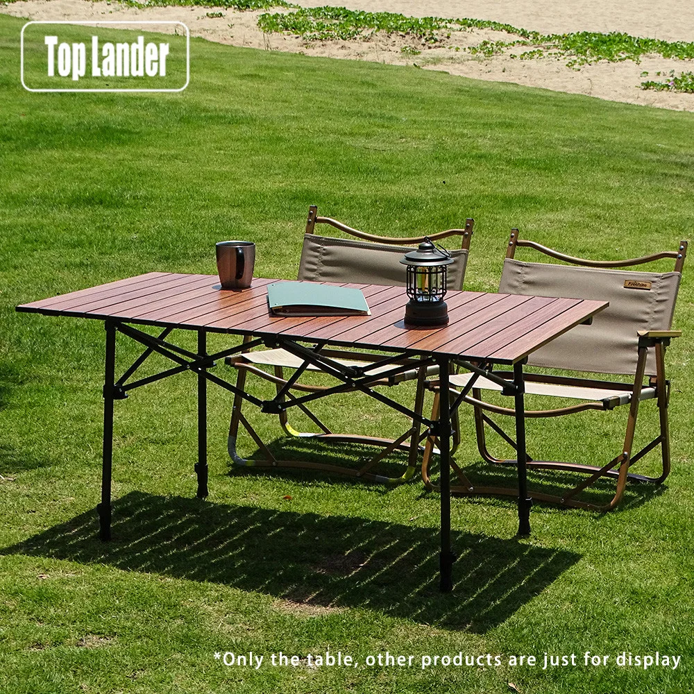 Mesa plegable de aluminio para acampada, mueble portátil de 120x60cm, altura ajustable, ideal para jardín, Picnic y exteriores - imagen 5