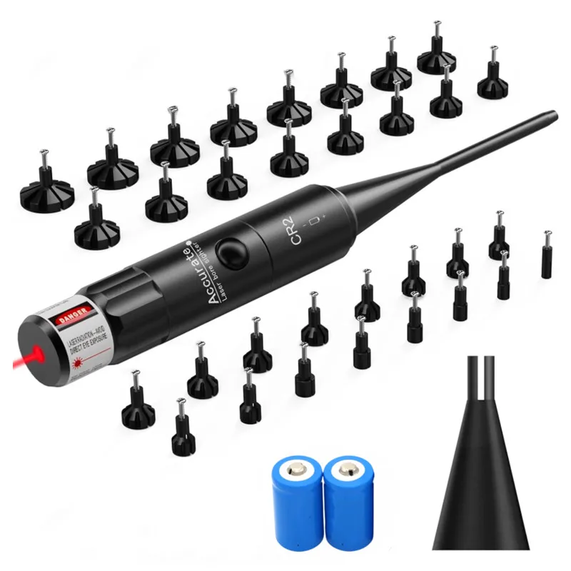 Kit de mira de orificio profesional con 32 adaptadores compatibles con calibres de.17 a 12GA Láser rojo y verde para Scope Zero