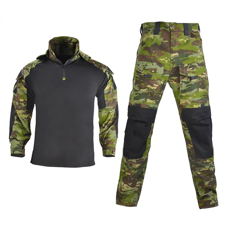 Traje de uniforme de combate táctico BDU, camisa con capucha, pantalones, conjunto de camuflaje, ropa de caza, senderismo al aire libre, entrenamiento, Airsoft, Paintball - imagen 3