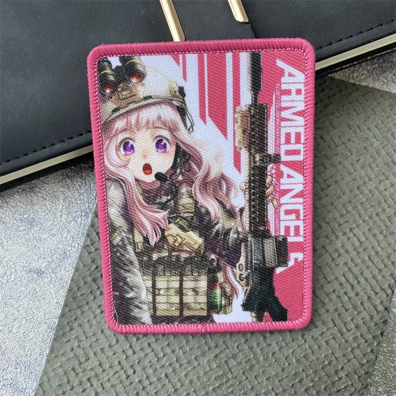 Parche con insignia de moral impresa de Chica de Anime, brazalete táctico frontal para niña, gancho y bucle, mochila militar, accesorios para sombrero, pegatinas - imagen 5