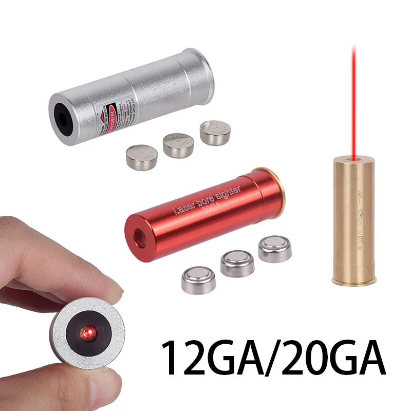 Táctico 12GA 20GA serie calibre punto rojo láser Boresighter accesorios de caza Bore Sight 12 calibre barril cartucho