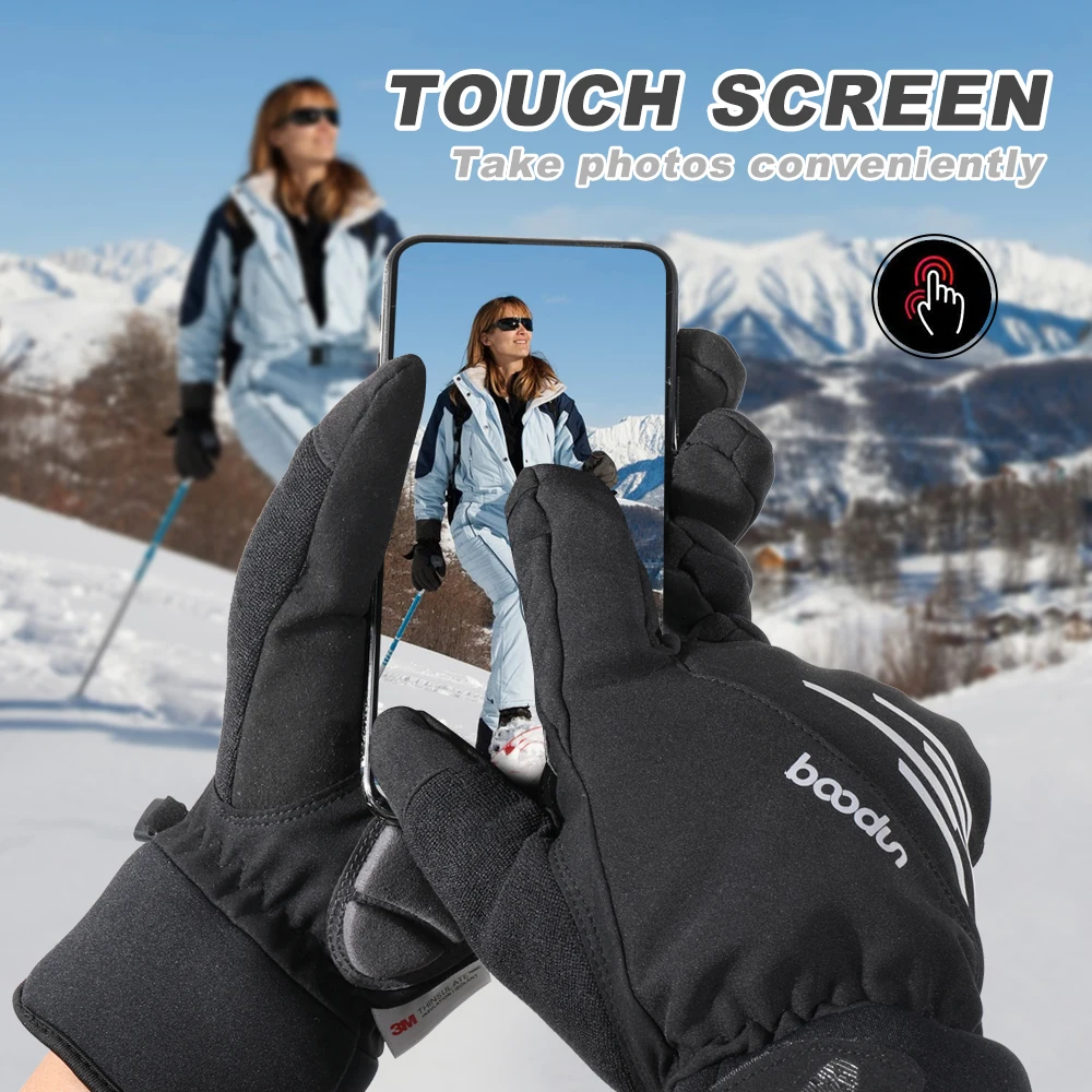 Guantes de esquí Thinsulate para invierno, resistentes al agua, a prueba de golpes, térmicos, al aire libre para ciclismo, dedo completo - imagen 5
