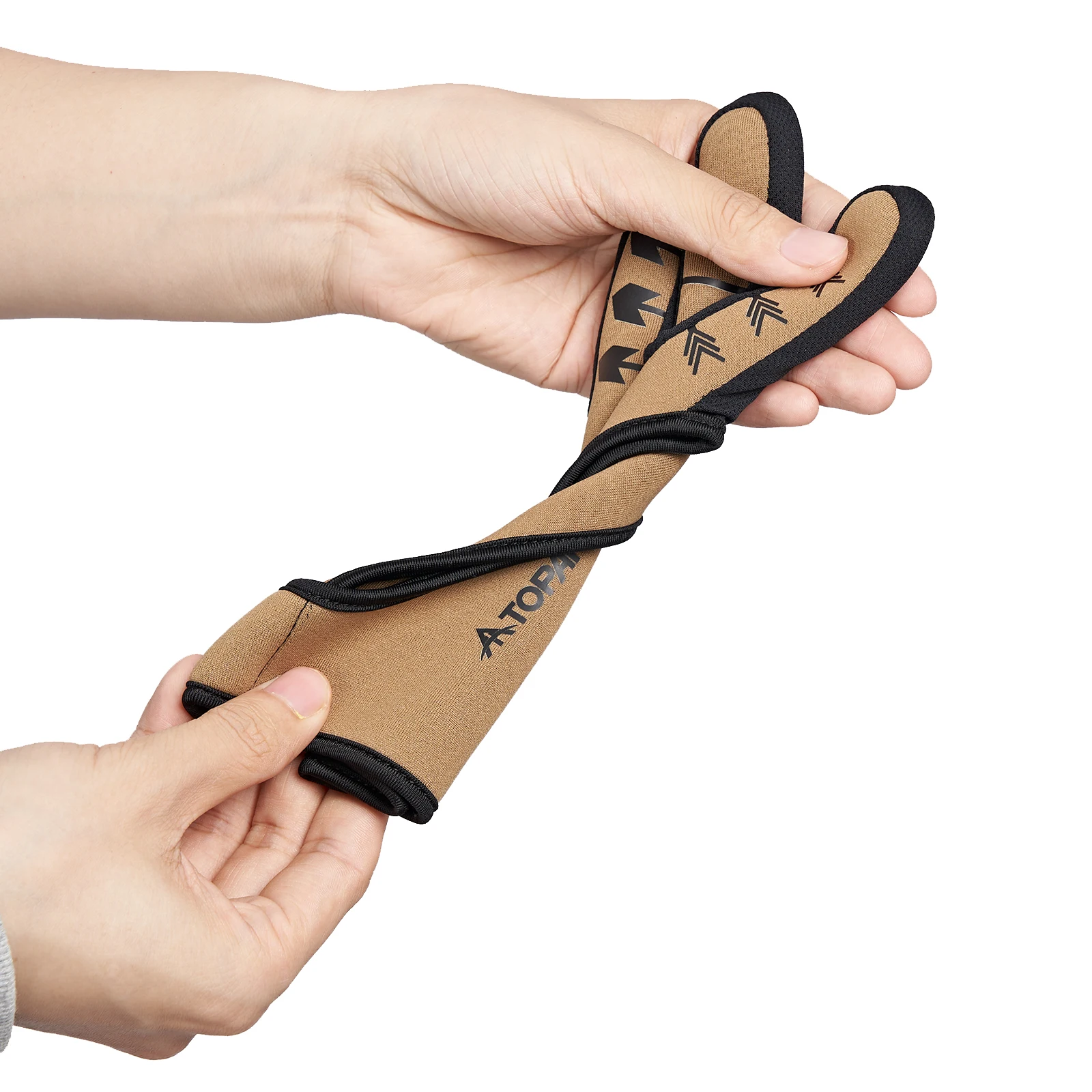 Guantes de dedo de PU marrón para tiro con arco, protector superior para tiro con arco, caza al aire libre, guantes protectores - imagen 2