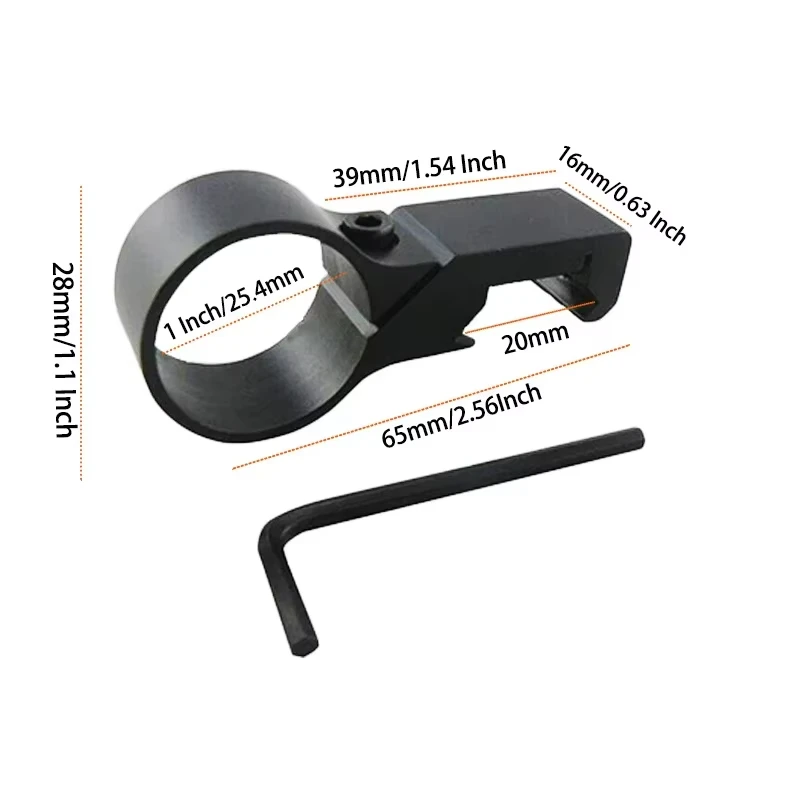 Tubo adaptador de montaje de alcance de anillo lateral compensado de 1 pulgada y 90 grados, 20mm, 7/8 pulgadas para linterna, antorcha, caza láser - imagen 5