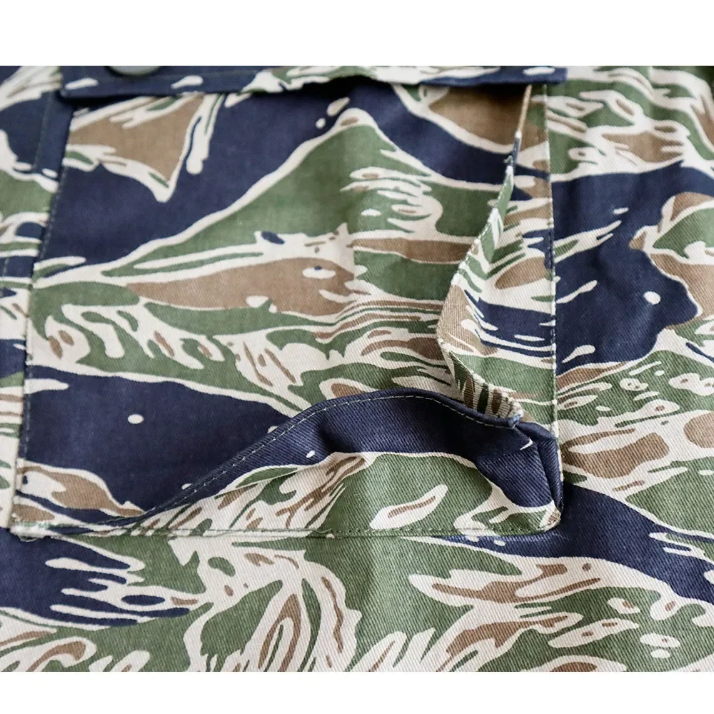 Chaqueta TCU de uniforme de camuflaje de tigre de la Segunda Guerra Mundial, Chaqueta de algodón de entrenamiento informal para hombre, chaqueta de soldado de la guerra de Vietnam - imagen 4