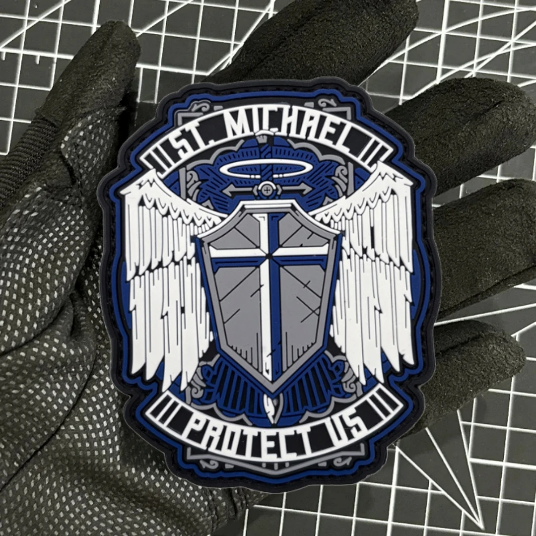 ST MICHAEL Arcángel San Miguel emblema táctico militar ejército moral insignia mochila pegatinas PVC gancho y bucle parches - imagen 2