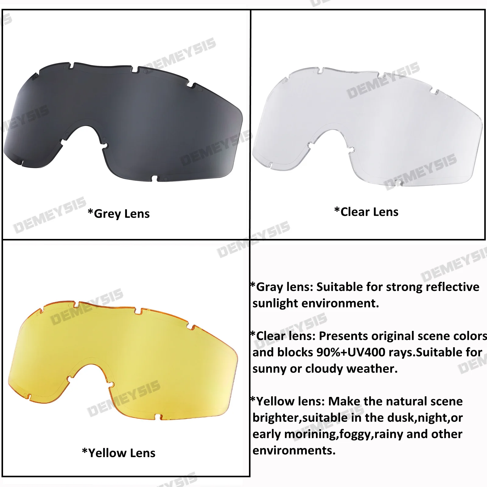 Gafas tácticas de 3 lentes a prueba de viento y polvo, gafas para senderismo, motociclismo, caza al aire libre, Airsoft CS, gafas protectoras seguras - imagen 4
