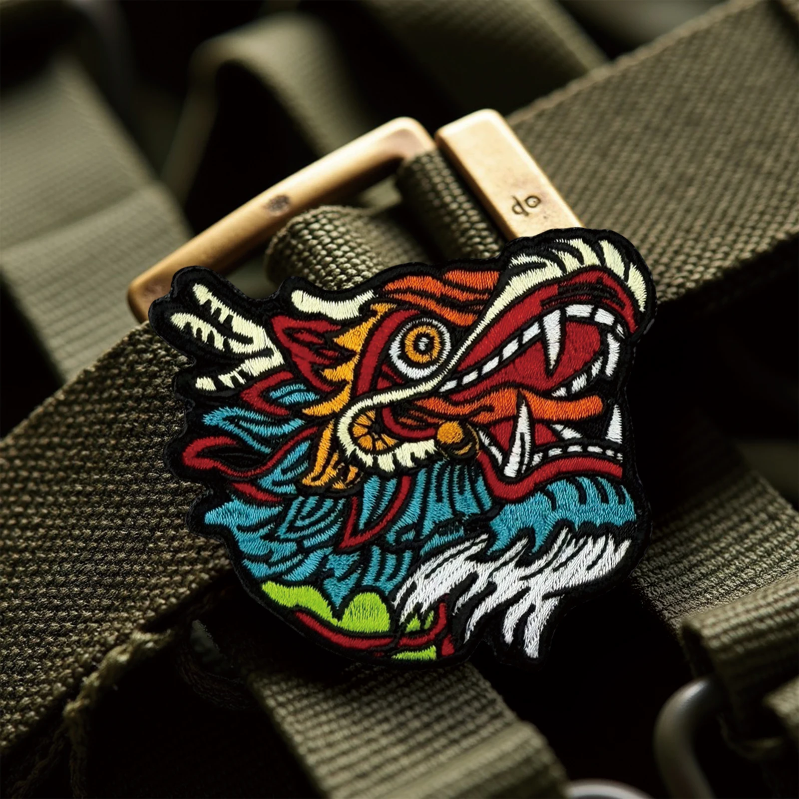 Parche de velcro bordado con cabeza de dragón, insignia táctica con gancho y bucle para mochila, chaqueta, gorras - imagen 4