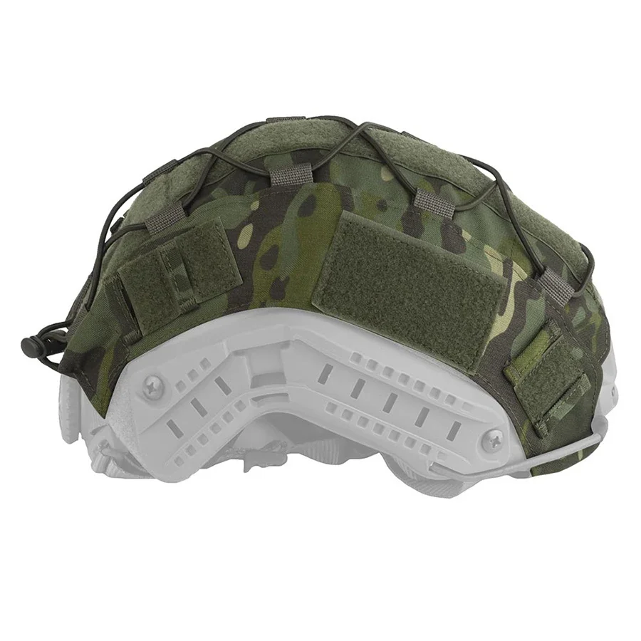 Funda táctica para casco con cordón elástico para cascos FAST PJ BJ MH, tela para casco Airsoft, talla M L - imagen 4