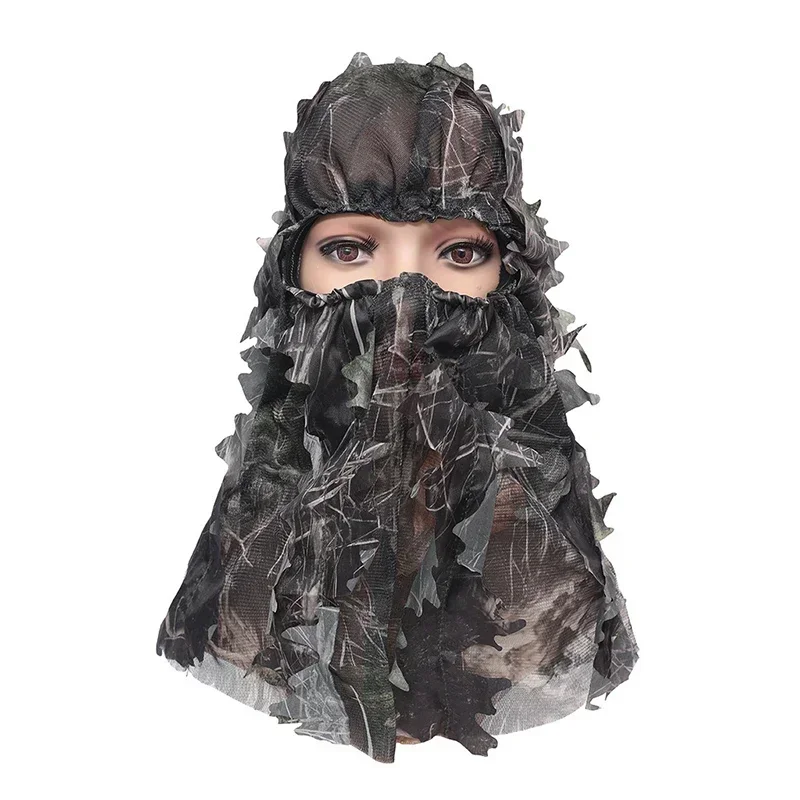 Mascarilla táctica de camuflaje estilo hoja de arce 3D, capucha de caza, trajes Ghillie, accesorios Airsoft para deportes al aire libre, Unisex - imagen 5