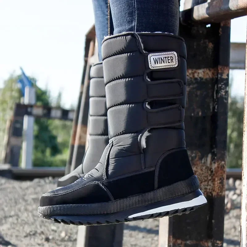 Botas de nieve con plataforma para hombre, zapatos cálidos de felpa gruesa, impermeables, para pesca al aire libre, trabajo, 36-47 talla grande, Invierno - imagen 3