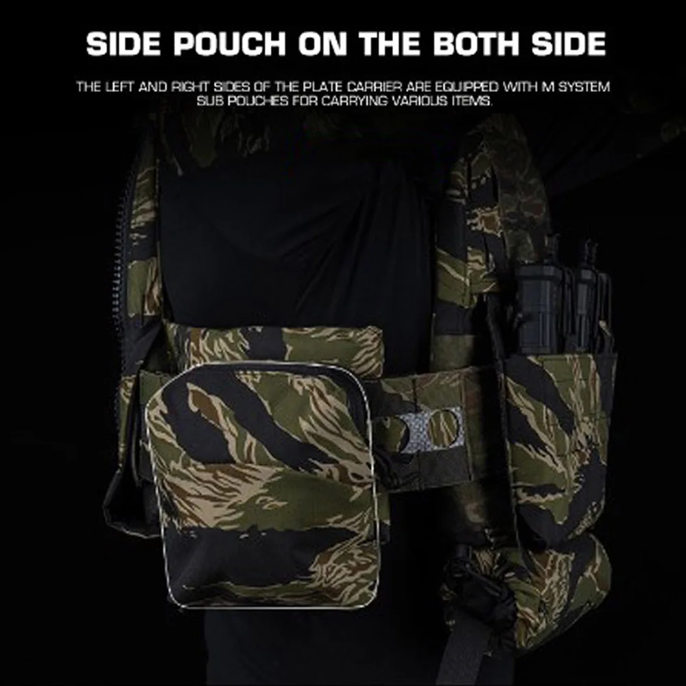 Portaplacas estilo Ferro V5 FCPC, conjunto de camuflaje con rayas de tigre/Woodland con bolsa IFAK Roll 1, bolsa lateral para traumatismos, bolsa Triple Mag - imagen 5