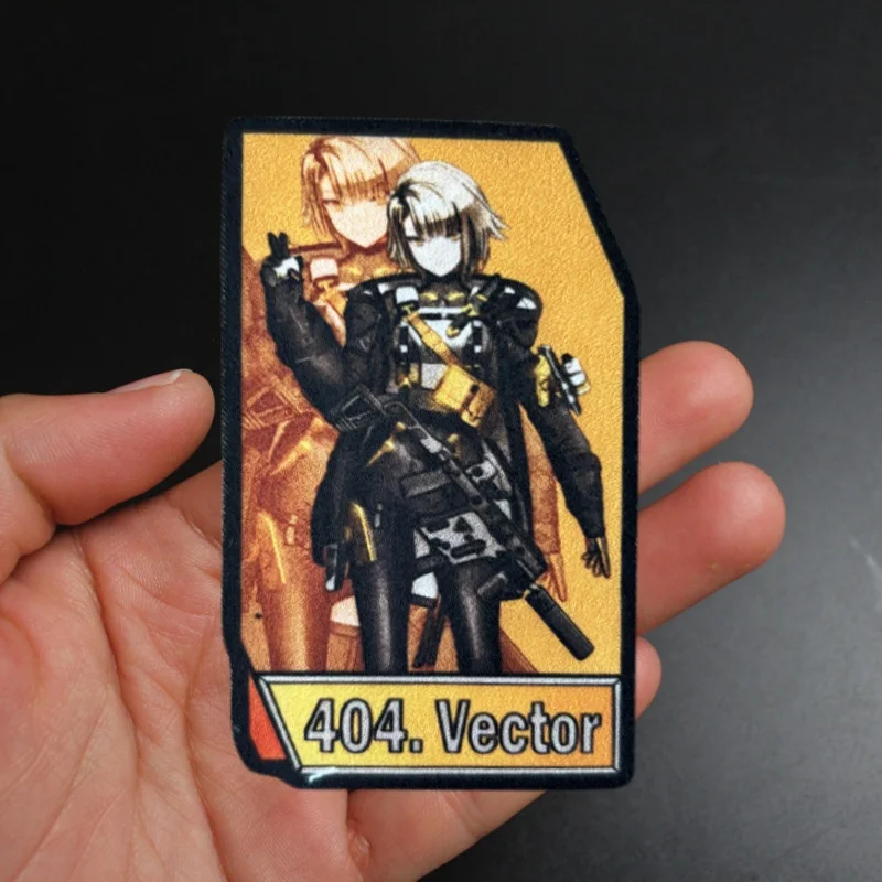 Parche de Anime "404.Vector", insignias de moral de pistola táctica, brazalete estampado, gancho, parches militares, pegatina para mochila para ropa