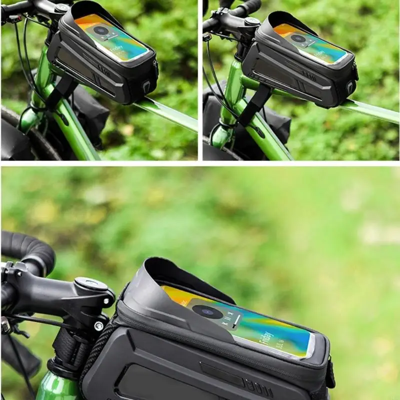 Soporte teléfono ciclismo a prueba ciclismo resistente agua Panel táctil Transparent Touch Bolsa bicicleta para