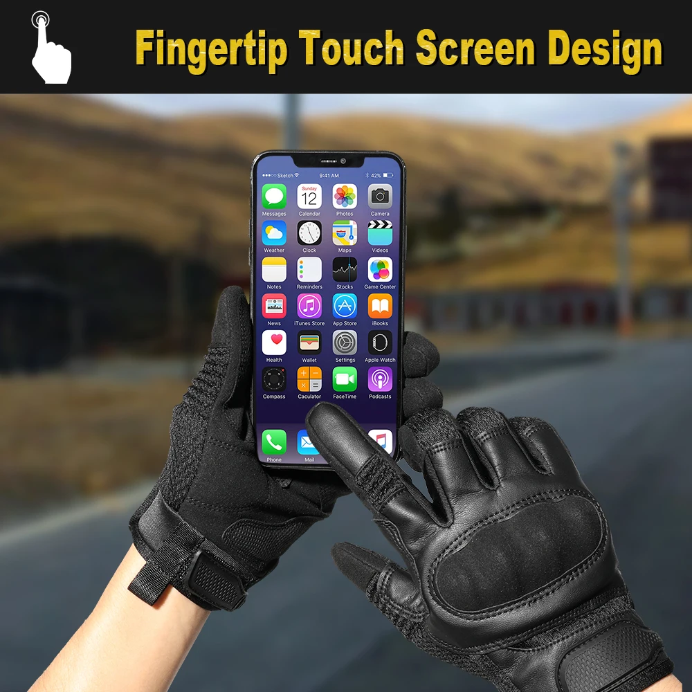 Guantes tácticos de ciclismo para hombre y mujer, manoplas militares de cuero PU para pantalla táctil, senderismo, bicicleta, escalada, tiro, dedo completo - imagen 3