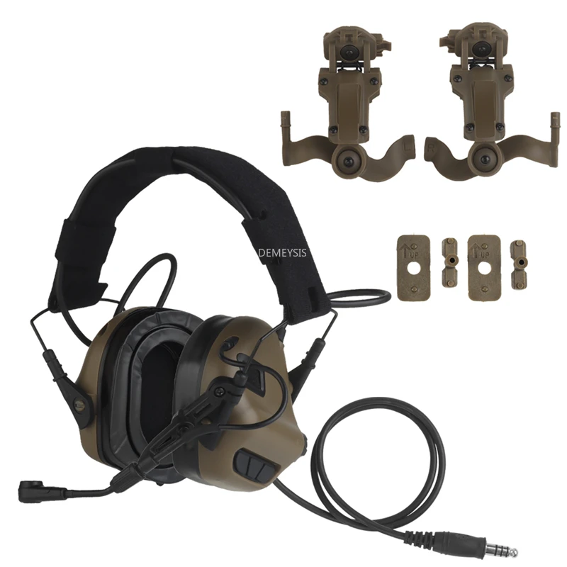 Auriculares tácticos de caza con reducción de ruido, protección auditiva, orejeras para tiro de combate Airsoft con adaptador para casco