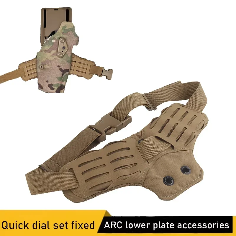Accesorios de placa inferior de arco, funda de patada lateral de 3 orificios, correa de pierna MOLLE para UBL MHA QLS, Rifle de aire de caza, dibujo rápido - imagen 3