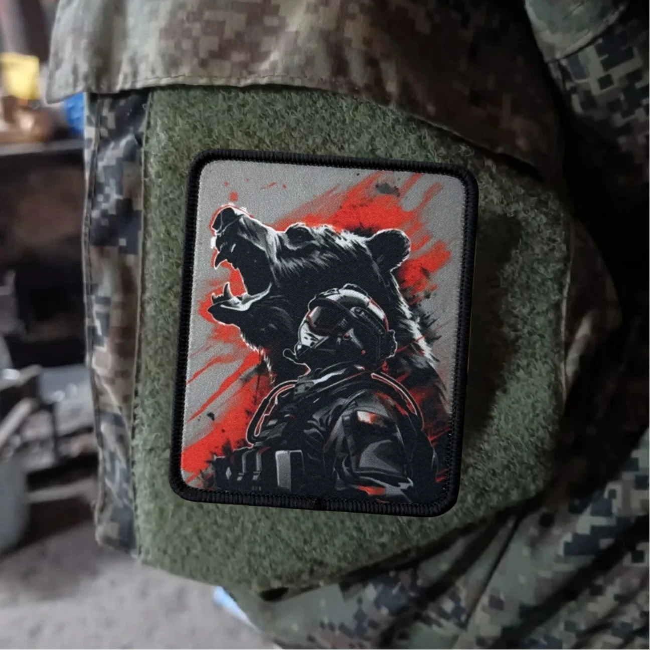 Parche táctico Chevron Bear Morale, brazalete del ejército militar, parches Airsoft con gancho impreso para ropa, mochila, pegatina personalizada