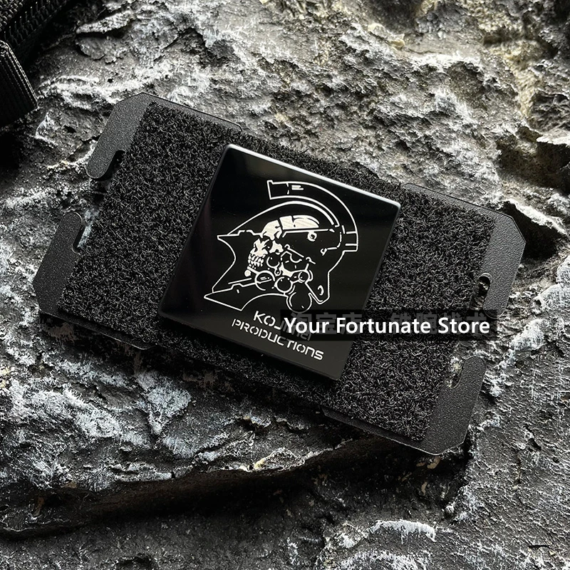 Death Stranding parche de Metal, insignia de juego de acción militar táctica de calavera con Base negra extendida para mochila, ropa decorativa - imagen 3