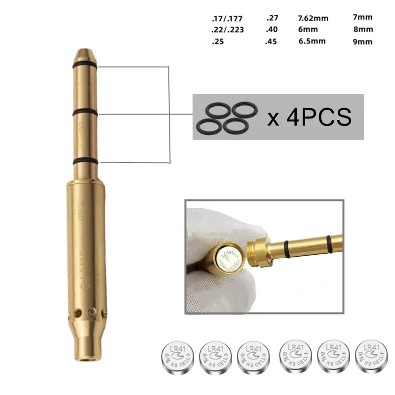 Mira láser táctica.17/.177/.22LR/.223 Rem/9mm/7,62mm/6mm/.308 Cal colimador láser de punto rojo Boresighter
