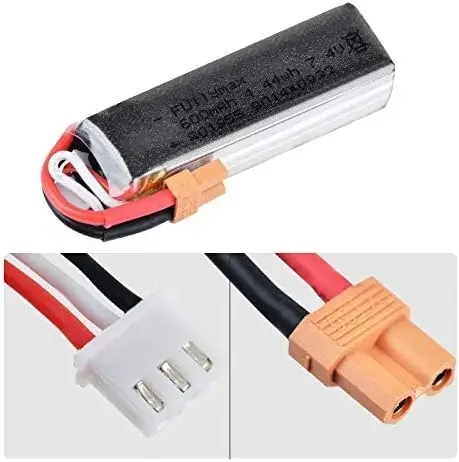 Batería Lipo de 7,4 V, 600mAh, 45C, 2S, con enchufe XT30 y cable USB para Wltyos XK K130 RC helicóptero RC Drone Quadcopter - imagen 5