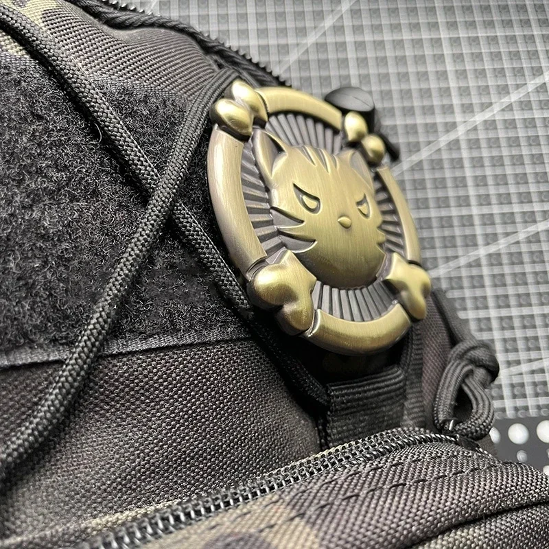 Parche de Metal con gancho y bucle, insignia de moral de gato y Calavera, brazalete táctico 3D, parche de decoración para mochila, sombreros - imagen 5