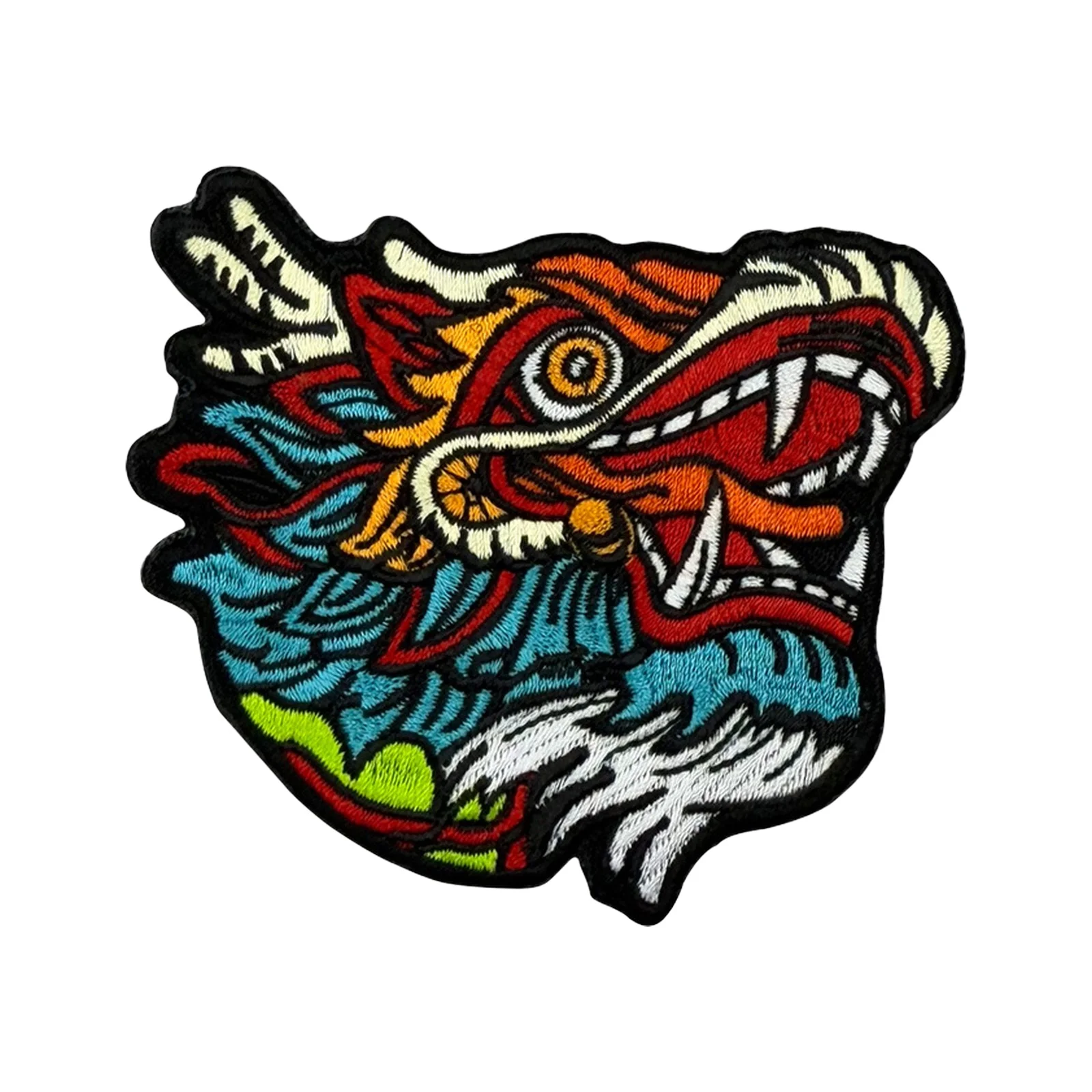 Parche de velcro bordado con cabeza de dragón, insignia táctica con gancho y bucle para mochila, chaqueta, gorras