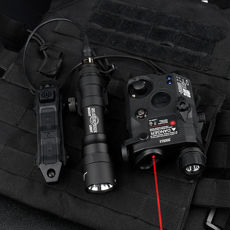 PEQ15 equipments Airsoft Red Green Blue Powerful hunt Laser Dot IR Indicator Surefir M600DF 1400lmFlashlight Dual Control Switch - imagen 4