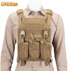 Chalecos tácticos portadores de placa con bolsa Triple AK para revistas, chaleco de caza al aire libre, chaleco protector ajustable Airsoft