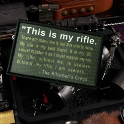Parche táctico impreso The Rifleman's Creed, brazalete con gancho y bucle de EE. UU., insignia de moral militar, pegatinas para ropa y mochila
