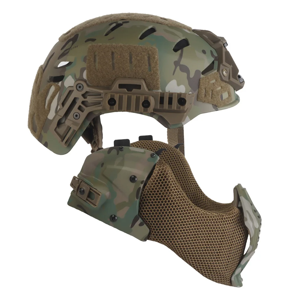 Casco protector táctico completo con media cara protector bucal/gafas abatibles/cubierta para las orejas caza Airsoft Paintball 3,0 casco Wendy - imagen 4