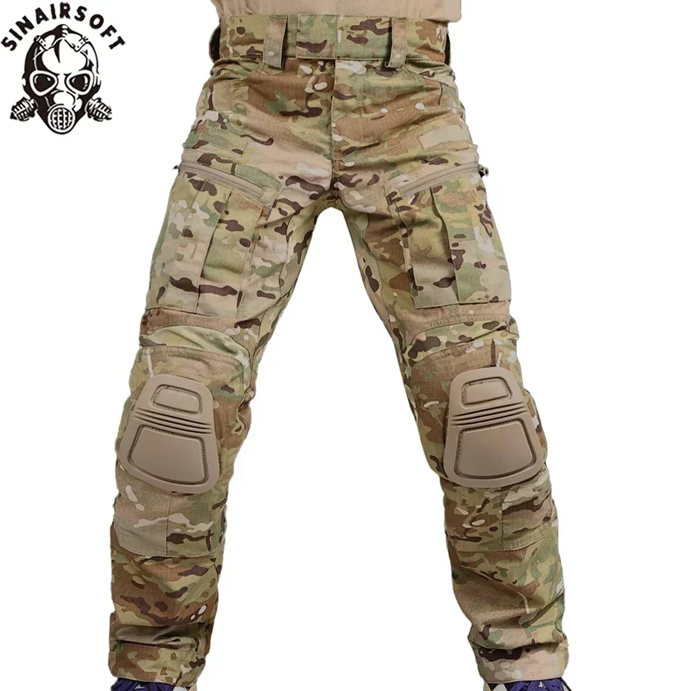 SINAIRSOFT, nuevos pantalones de combate G3 para exteriores para hombre con rodilleras, pantalones deportivos de carga tácticos, ropa de camuflaje para senderismo y caza - imagen 3