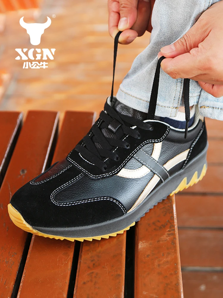 XGN zapatos de senderismo de piel de vaca, botas de caza cómodas para hombre, zapatos antideslizantes para correr, botines para mujer, zapatillas de deporte informales para senderismo - imagen 5