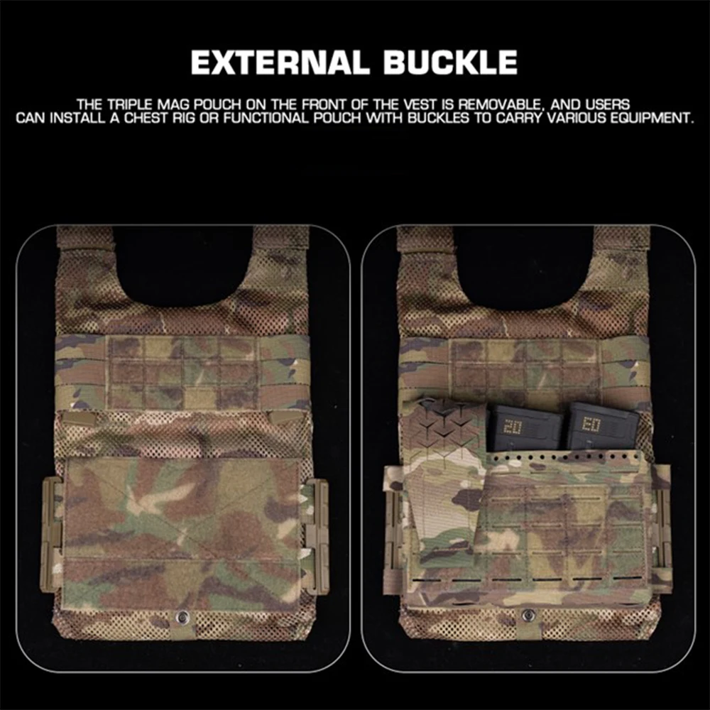 Portador de placa táctico LV119, faja de liberación rápida, bolsa de placa oculta delantera y trasera, bolsa MAG Triple elástica, bolsa de caída GP - imagen 2