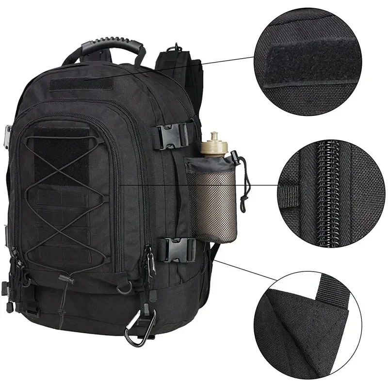 Mochila táctica Extra grande de 60L para hombres y mujeres, mochilas de senderismo resistentes al agua para exteriores, mochila de viaje, mochilas para ordenador portátil - imagen 4