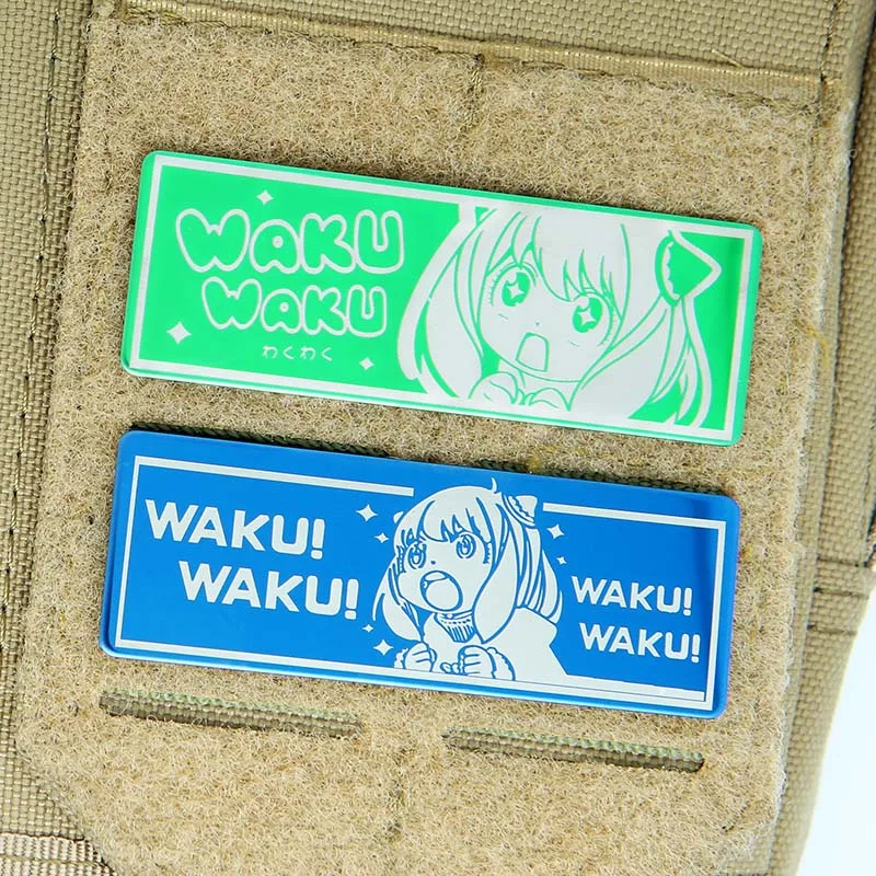 Parche Waku de Metal táctico de Anime DIY para ropa, decoración de mochila, dibujos animados de Anya Forger, chica hermosa bidimensional - imagen 2